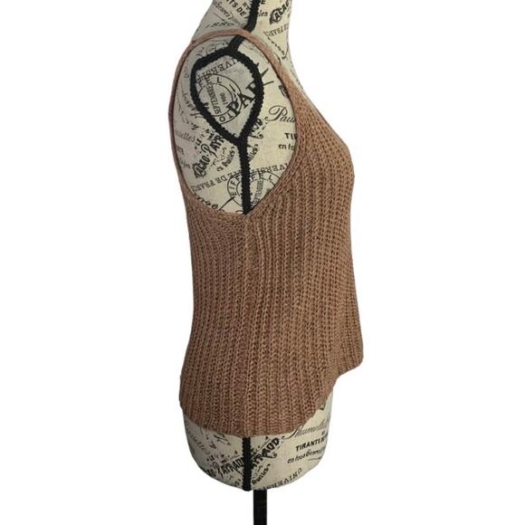 Moon & Madison Crocheted Tank Top Cropped V-neck Coco Brown Light women’s small - Picture 9 of 9